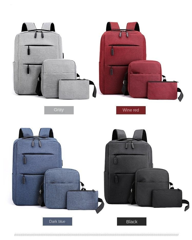 3pcs Travel Bag Women Men Business Laptop Backpack Teenagers Girls Boys School Bags Set With USB (DawateIslami)