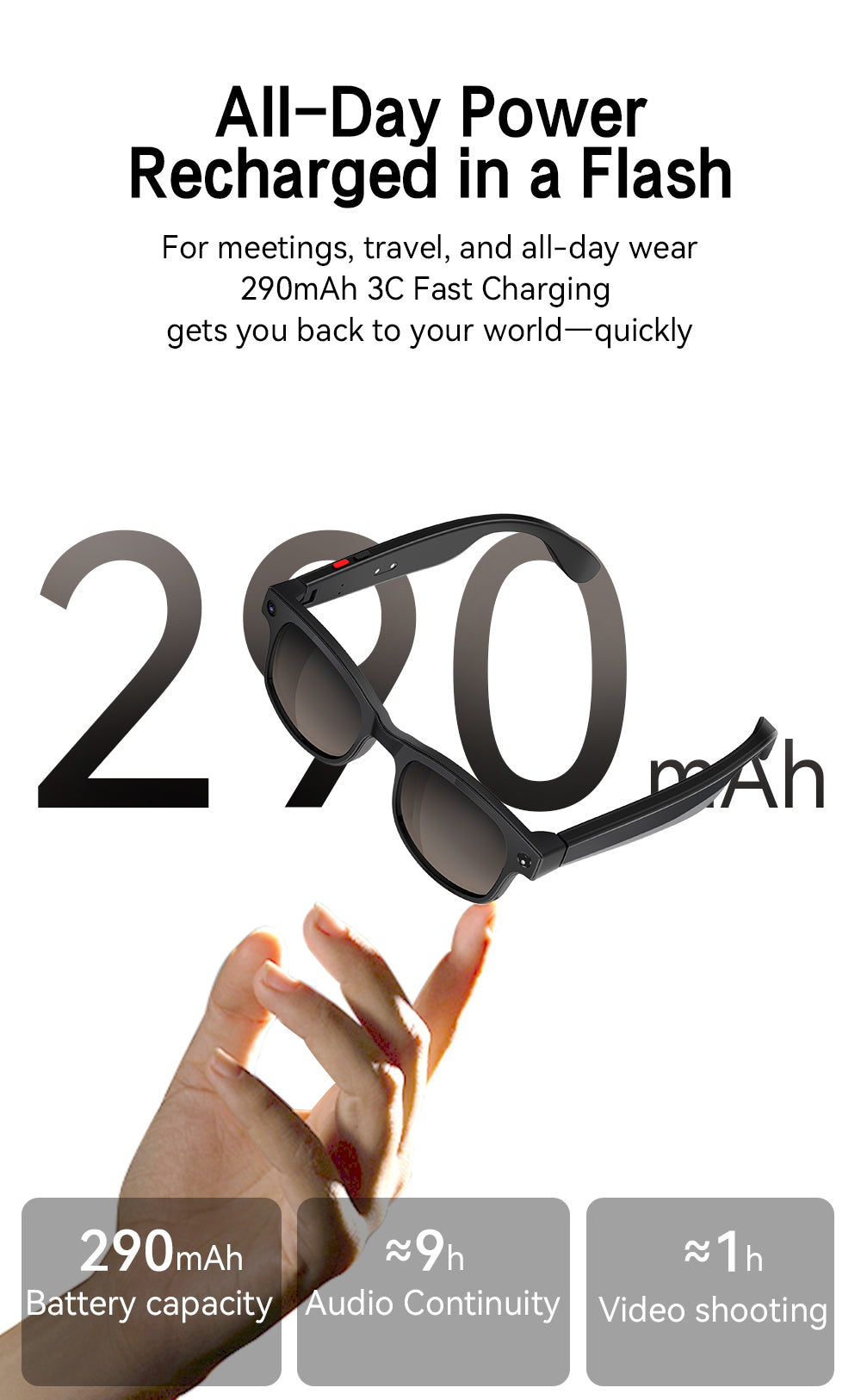 AI Glasses Smart Voice Video Audio Recording Bluetooth 8mp camera 800w pixels