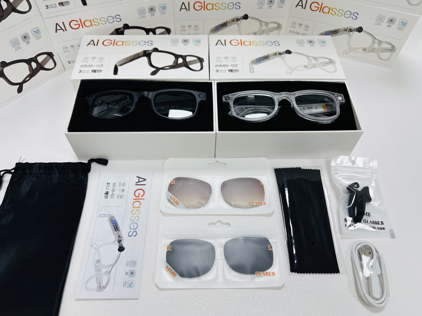AI Glasses Smart Voice Video Audio Recording Bluetooth 8mp camera 800w pixels