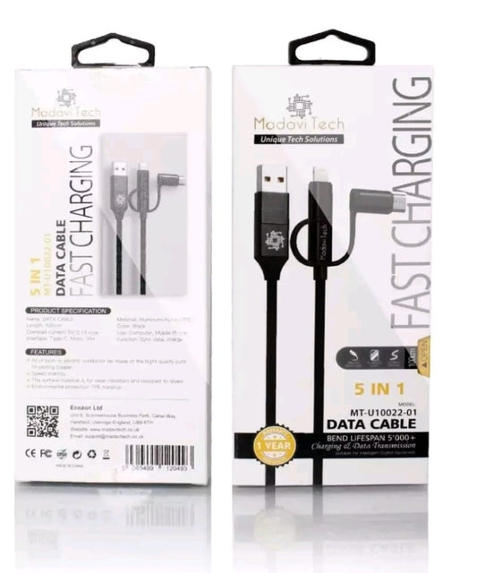5 In 1 Fast Charging Data Cable