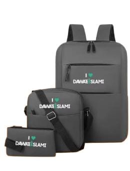 3pcs Travel Bag Women Men Business Laptop Backpack Teenagers Girls Boys School Bags Set With USB (DawateIslami)