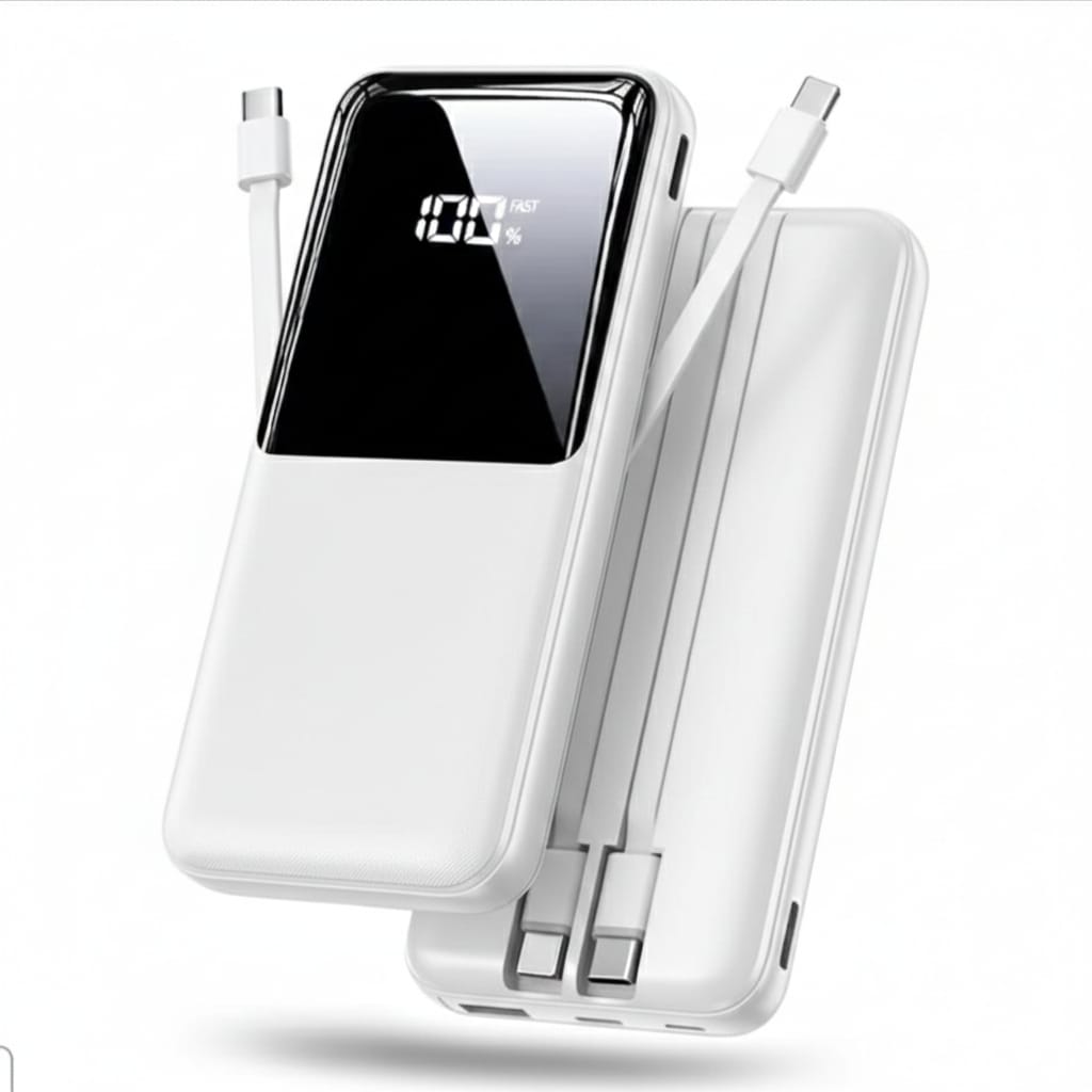 Power Bank Fast Charging 15000mAh With 2 Built In Cables
