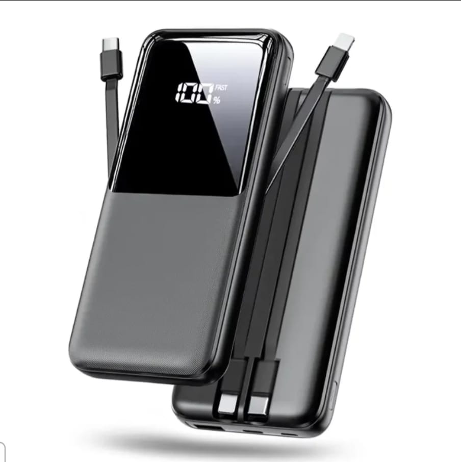 Power Bank Fast Charging 15000mAh With 2 Built In Cables